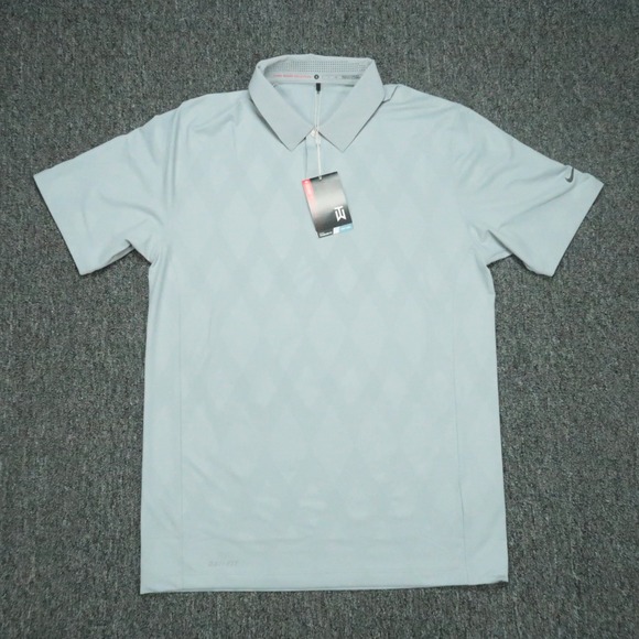 Nike Shirt Mens Small Gray Tiger Woods TW Seasonal Emboss Snap Front Performance